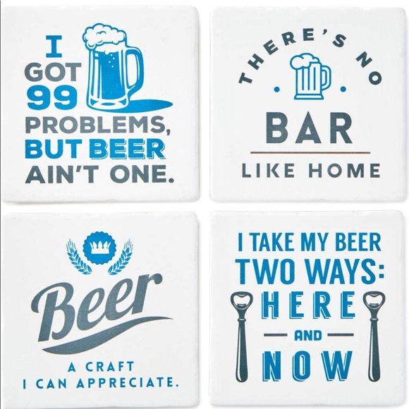 Beer Appreciation Ceramic Coaster Set New Gift - Picture 2 of 2